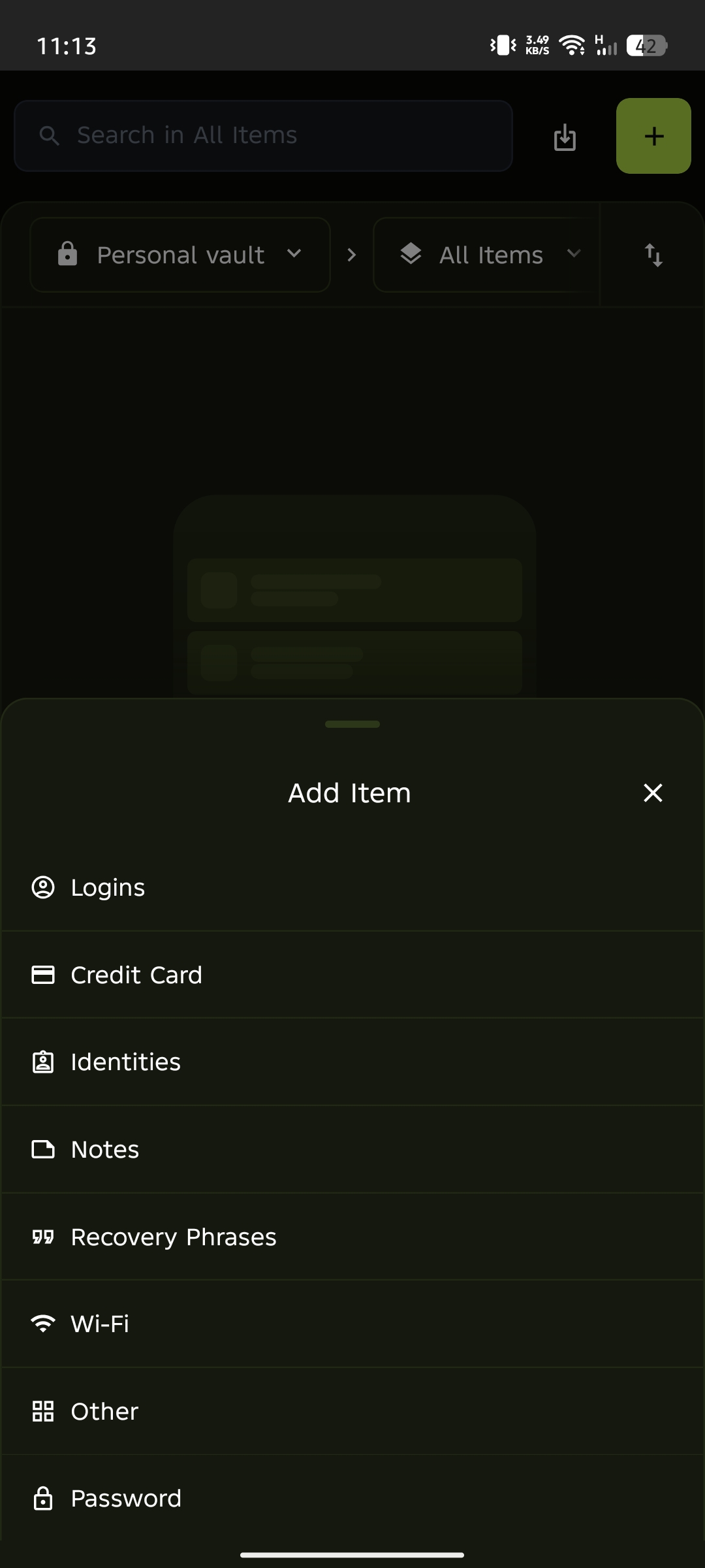 Mobile select item type