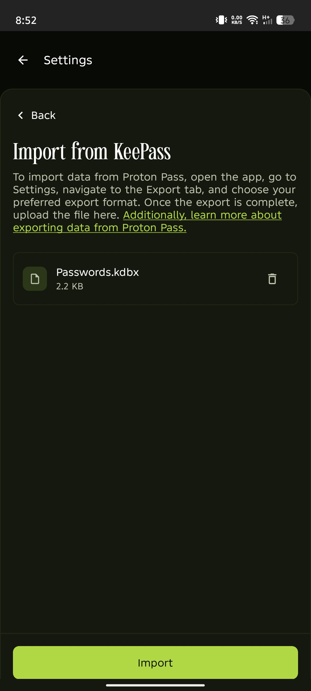 Confirm file and import