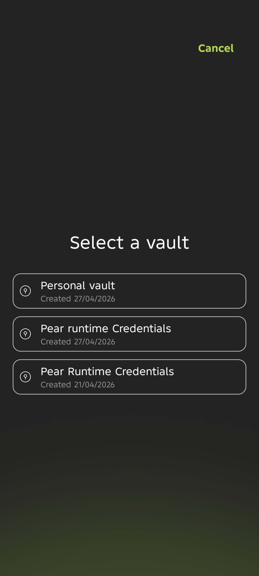 Select a vault